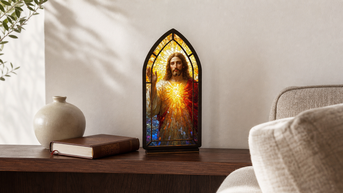 Sacred Heart of Jesus — Candlelight Window dimensions and materials