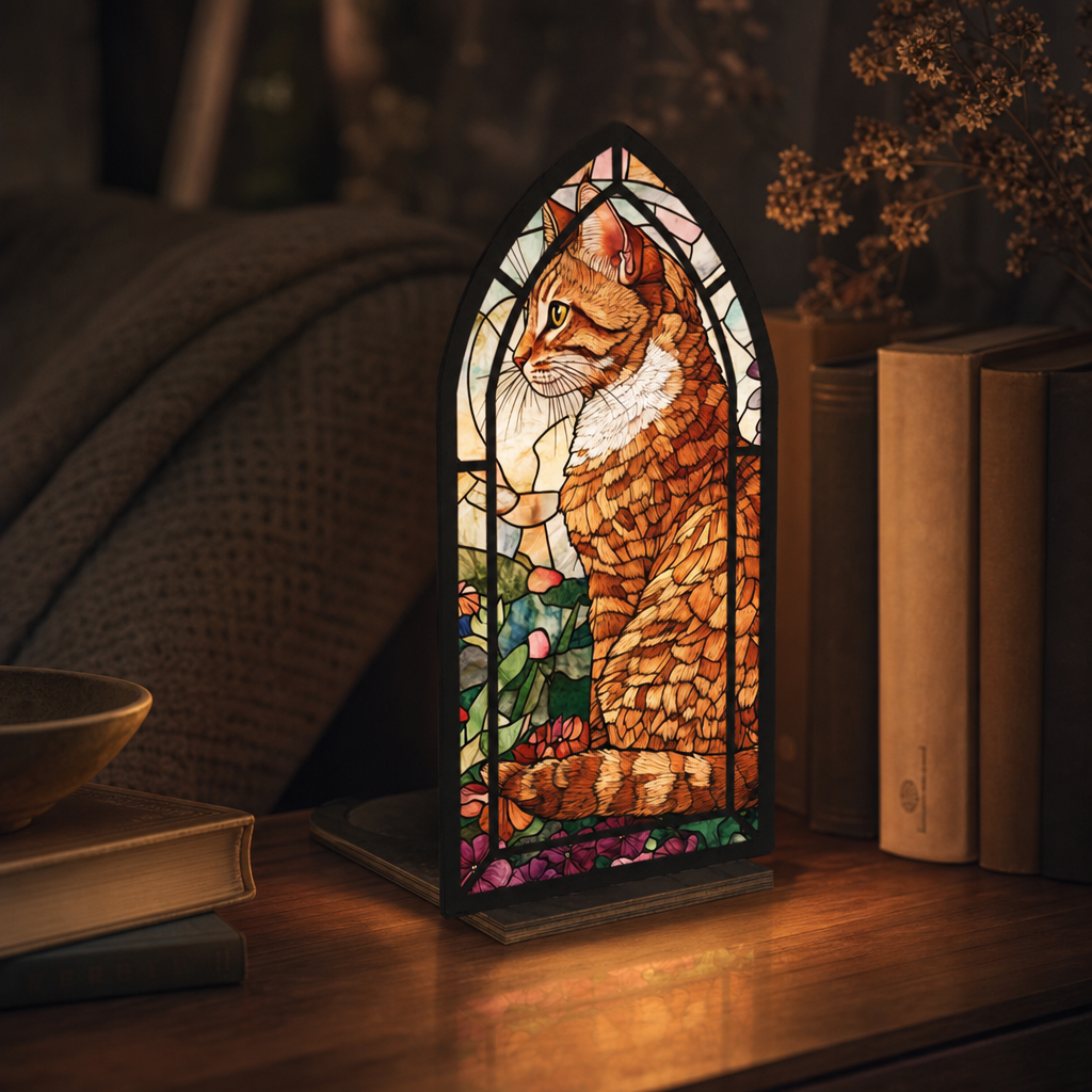 Amber Garden Cat — Lumenvale night atmosphere