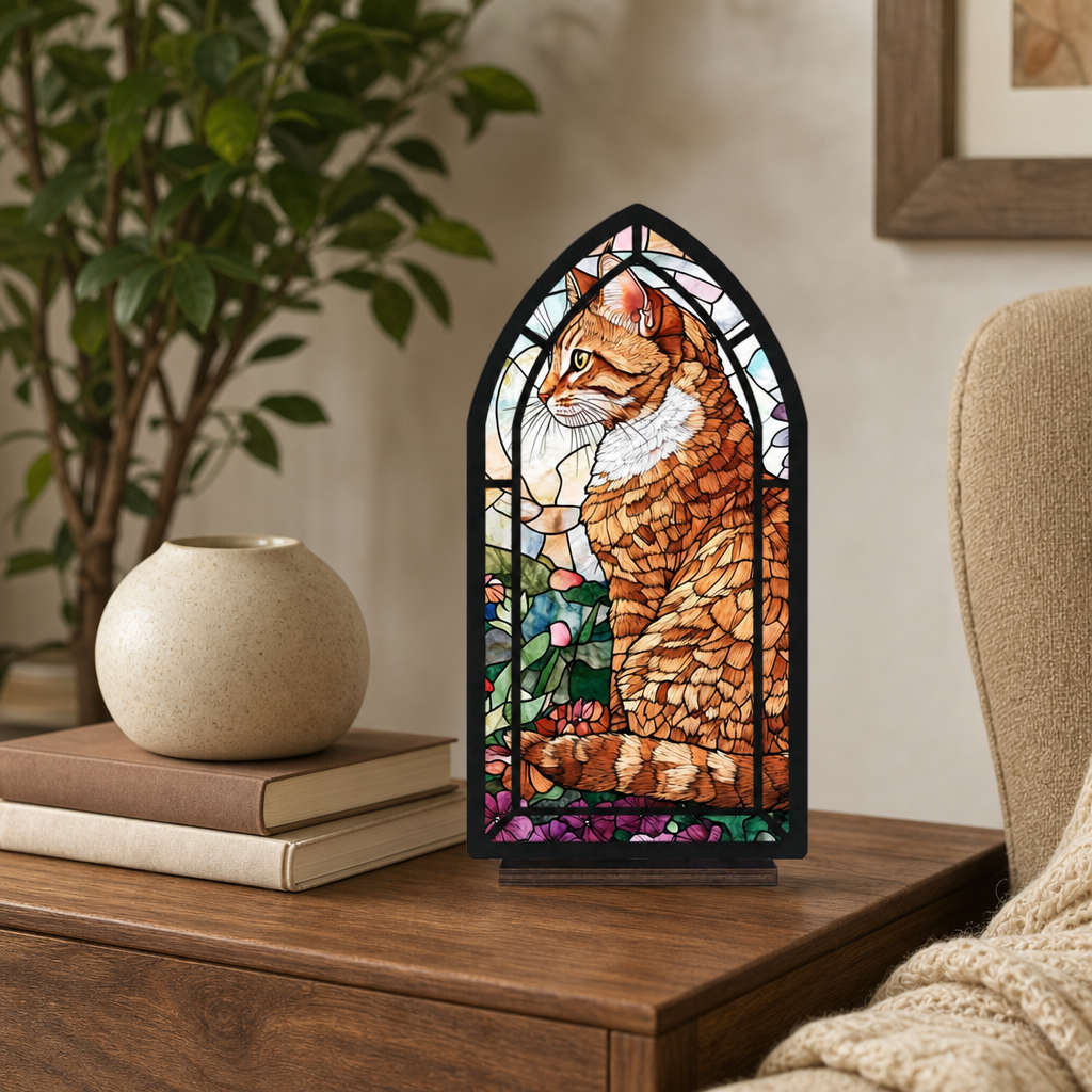Amber Garden Cat — Candlelight Window dimensions and materials