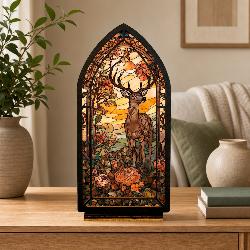 Autumn Stag — Candlelight Window dimensions and materials