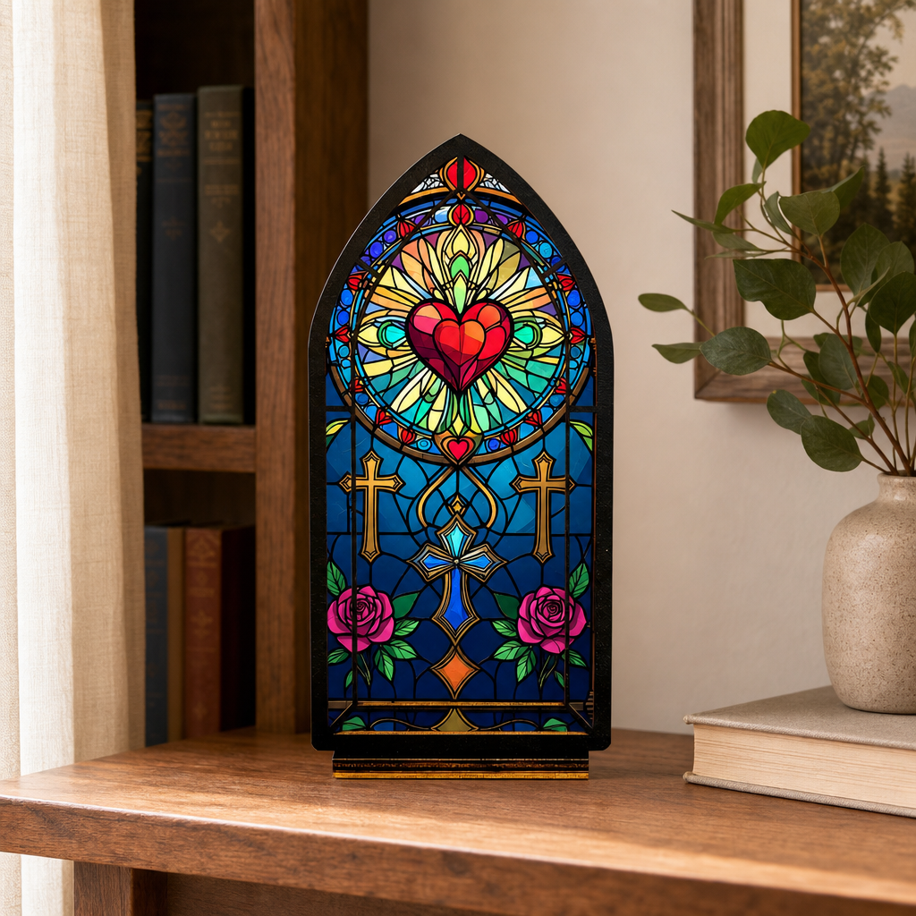 Faithful Heart — Candlelight Window dimensions and materials
