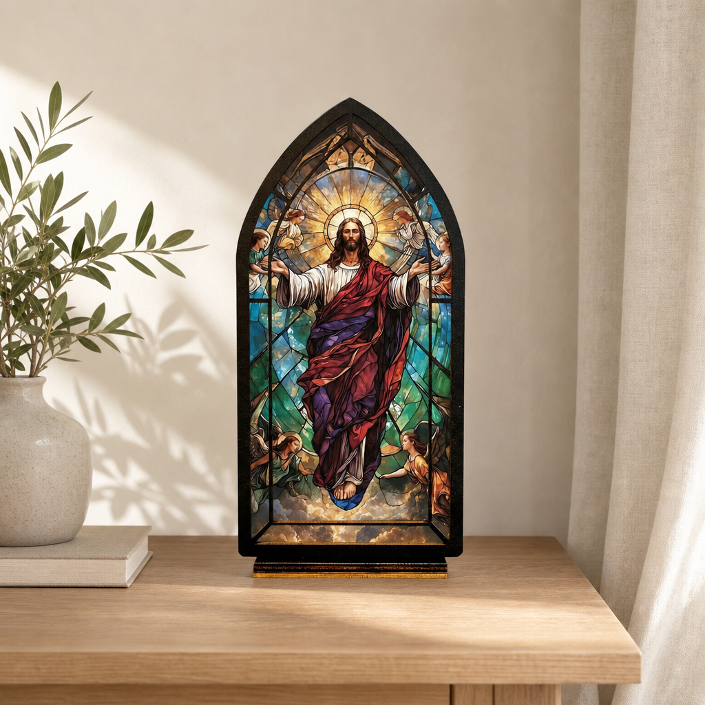 Risen Christ — Candlelight Window dimensions and materials