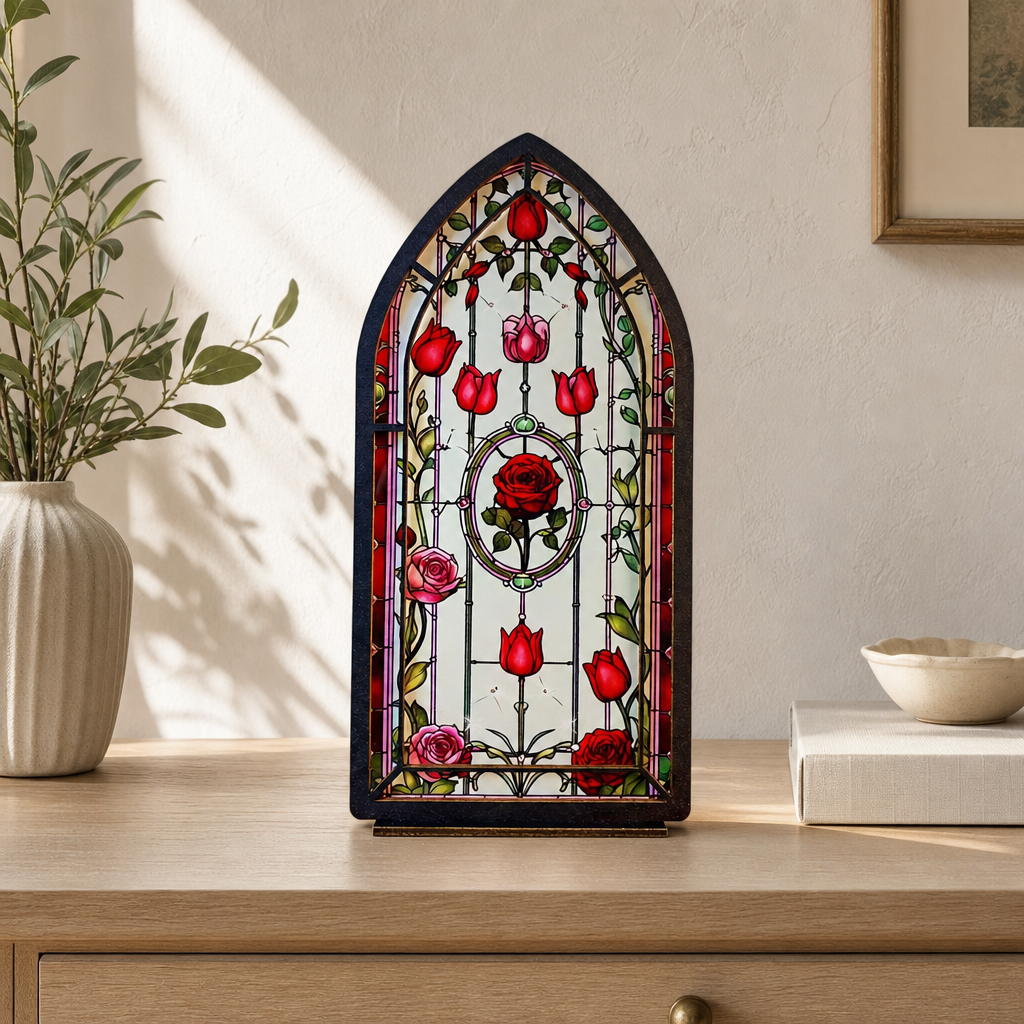 Rose Cathedral — Candlelight Window dimensions and materials