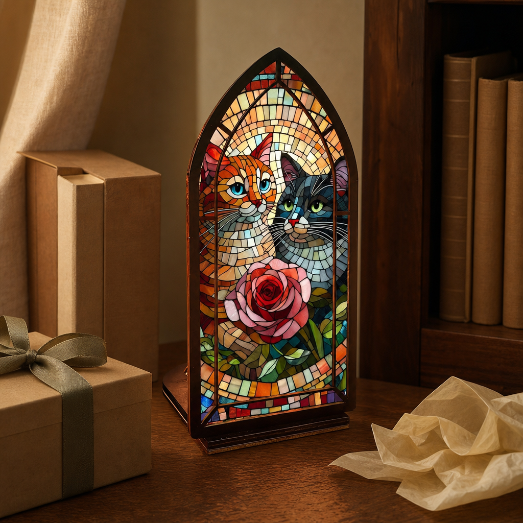 Rosebound Cats — Lumenvale gift still life