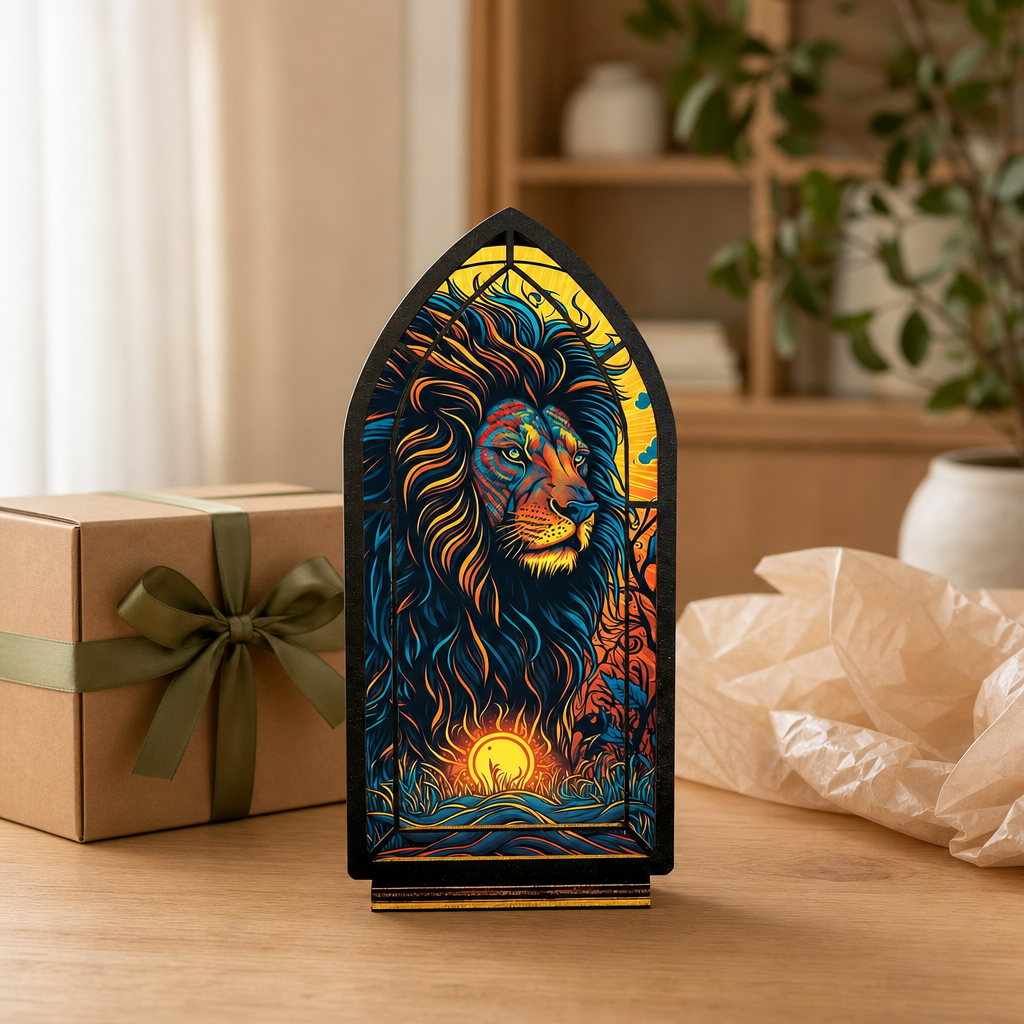 Sunkeeper Lion — Lumenvale gift still life