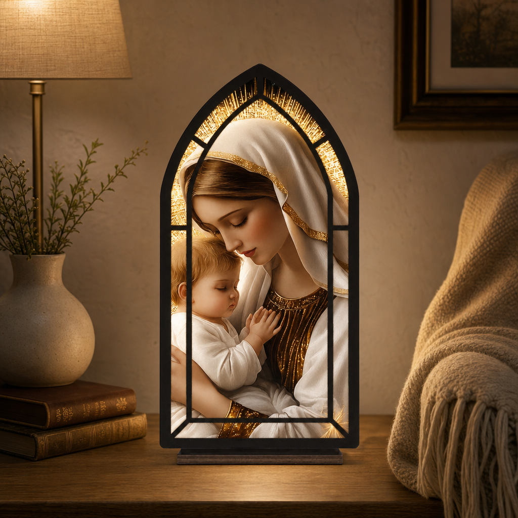 Tender Madonna & Child — Candlelight Window